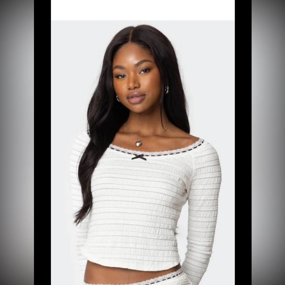 EDIKTED Lenny Lacey Textured Top Xs NWT